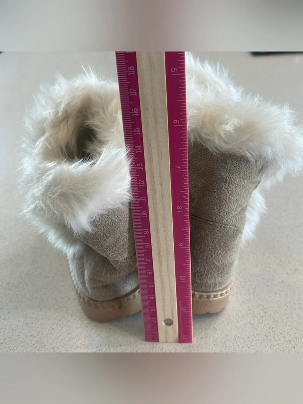 China Buttons City Toddler Girls Boots, Tan, Fleece Lined Size 26M
